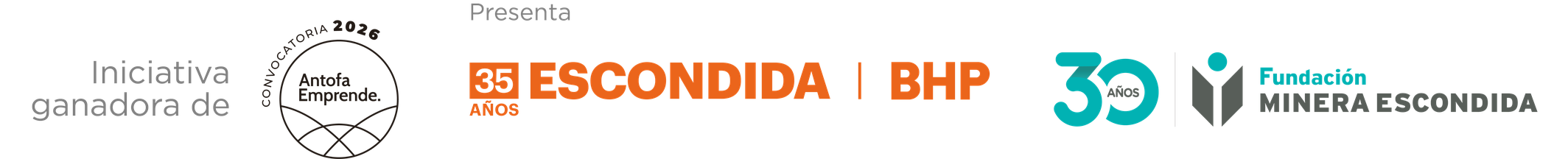 Iniciativa ganadora de AntofaEmprende, convocatoria 2026. Presenta: Escondida | BHP y Fundación Minera Escondida.